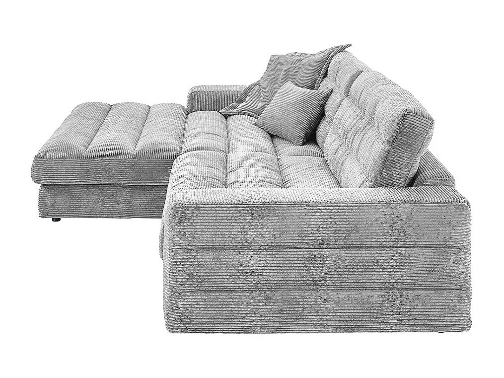 Ecksofa - Hellgrau Cord - LANA