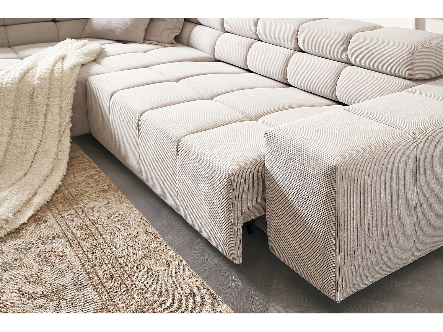 Ecksofa - Silber Cord - NEVADA