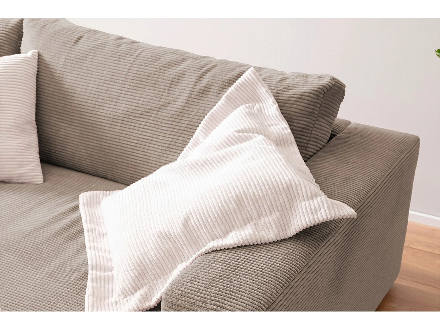 Canapé - taupe Velours côtelé - MADELINE