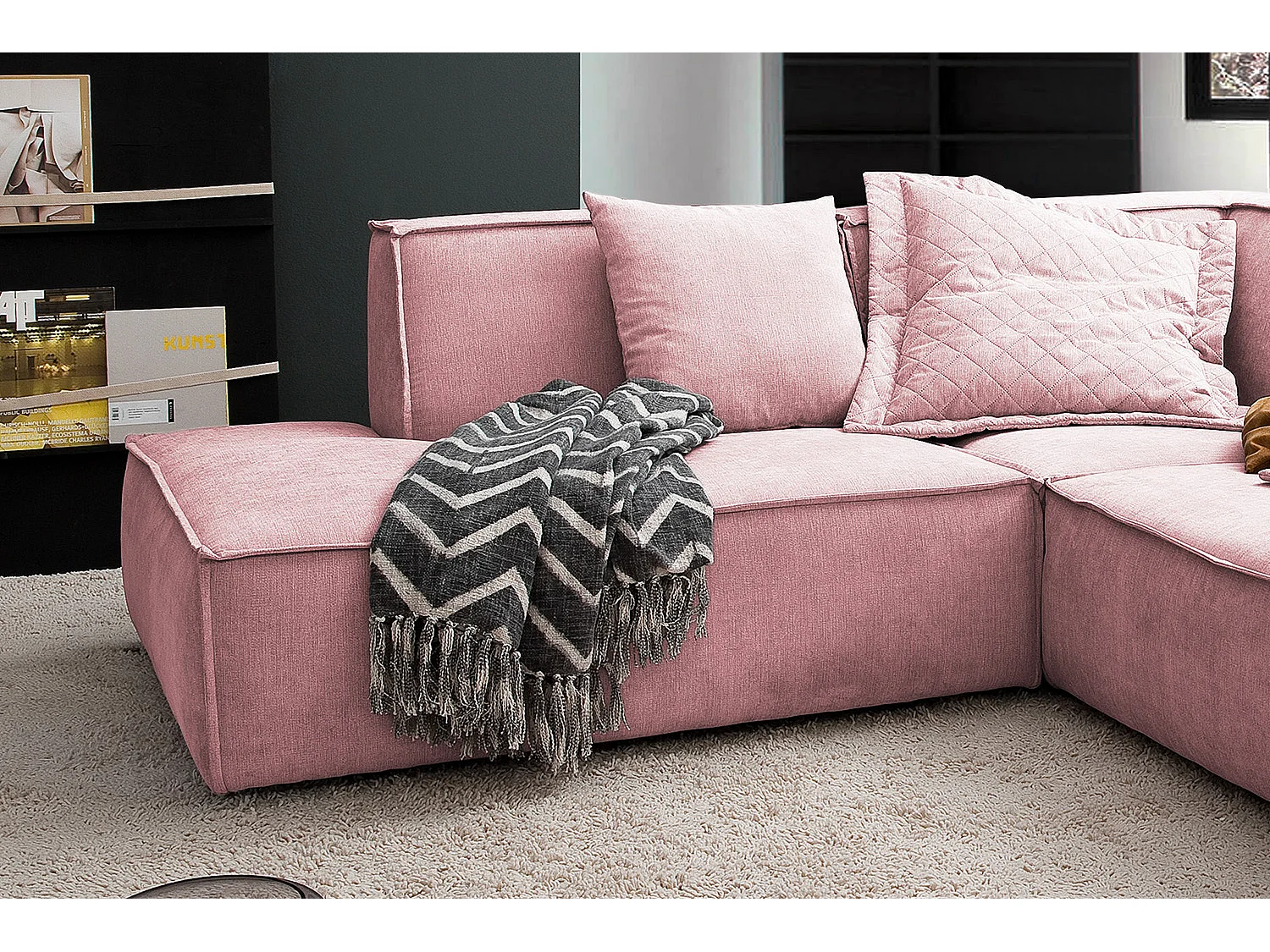 Ecksofa - Pink Webstoff - SAMU