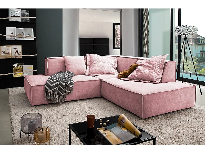 Ecksofa - Pink Webstoff - SAMU