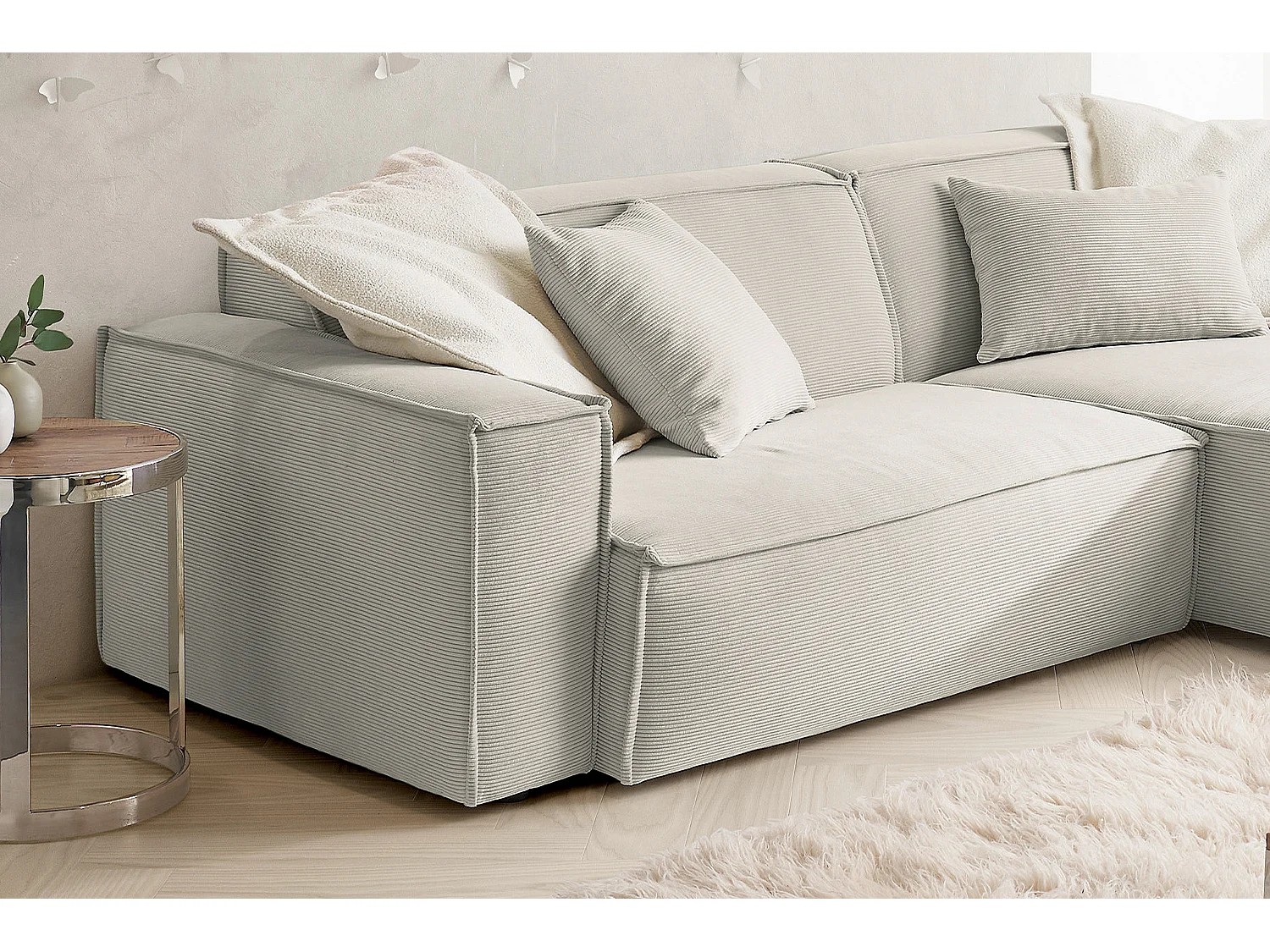 Ecksofa - Silber Cord - SAMU