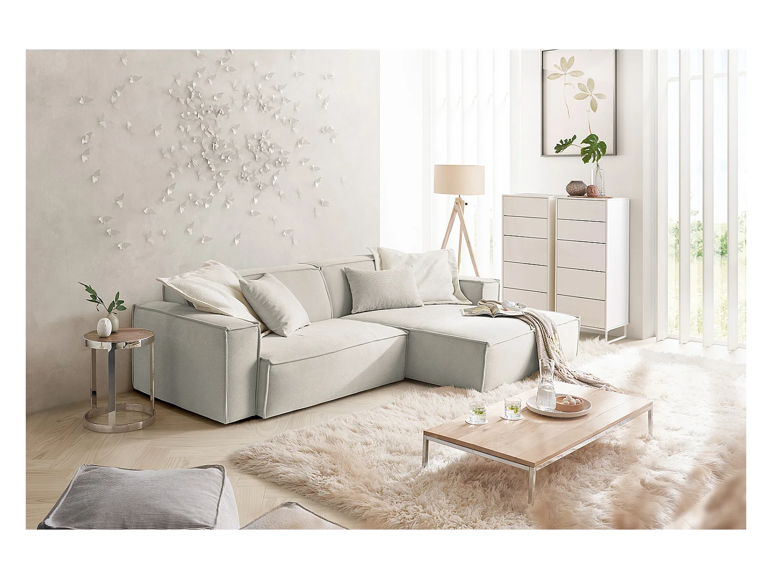 Ecksofa - Silber Cord - SAMU