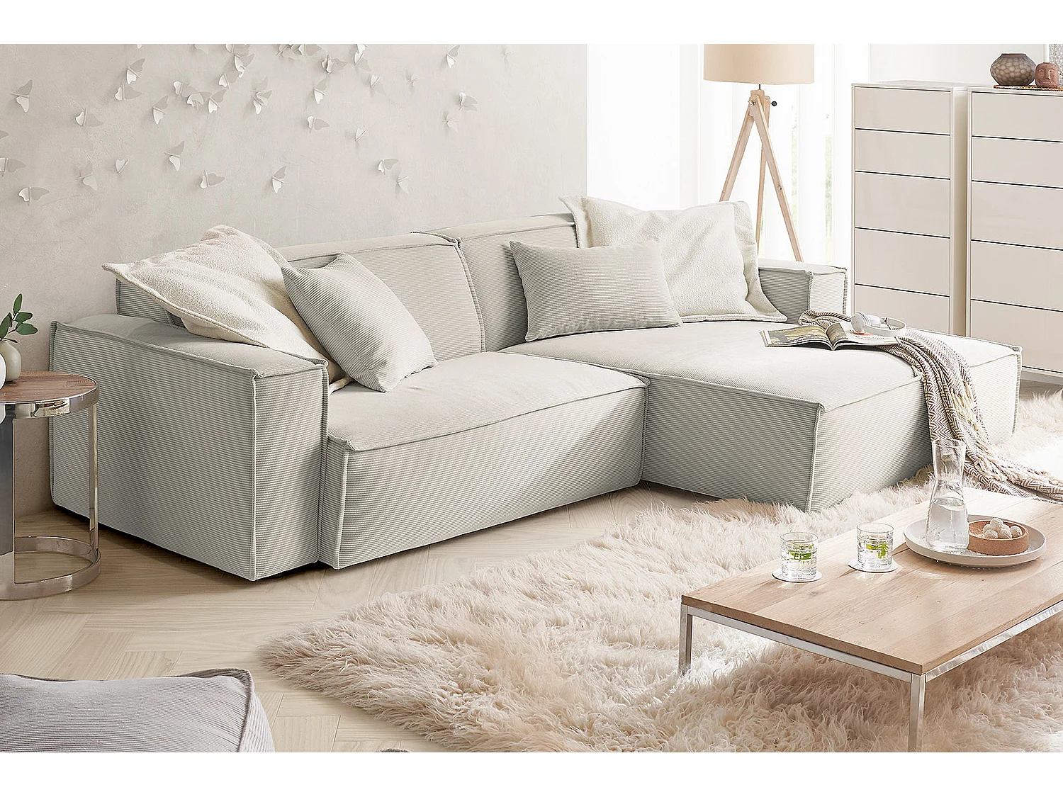 Ecksofa - Silber Cord - SAMU