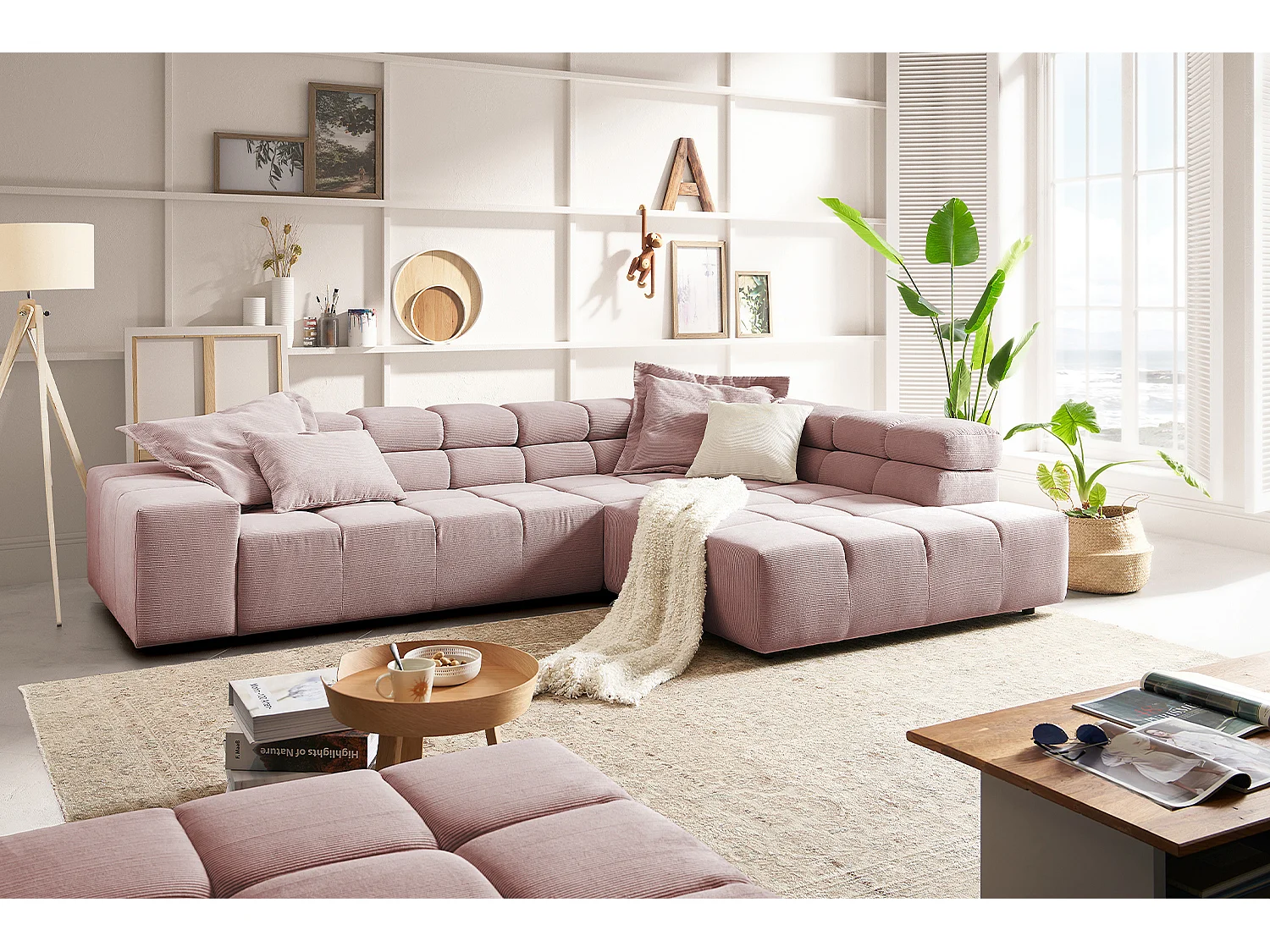 Ecksofa - Pink Cord - NEVADA