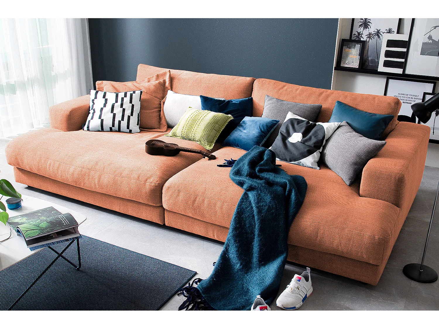 Divano - marrone tessuto intrecciato - MADELINE