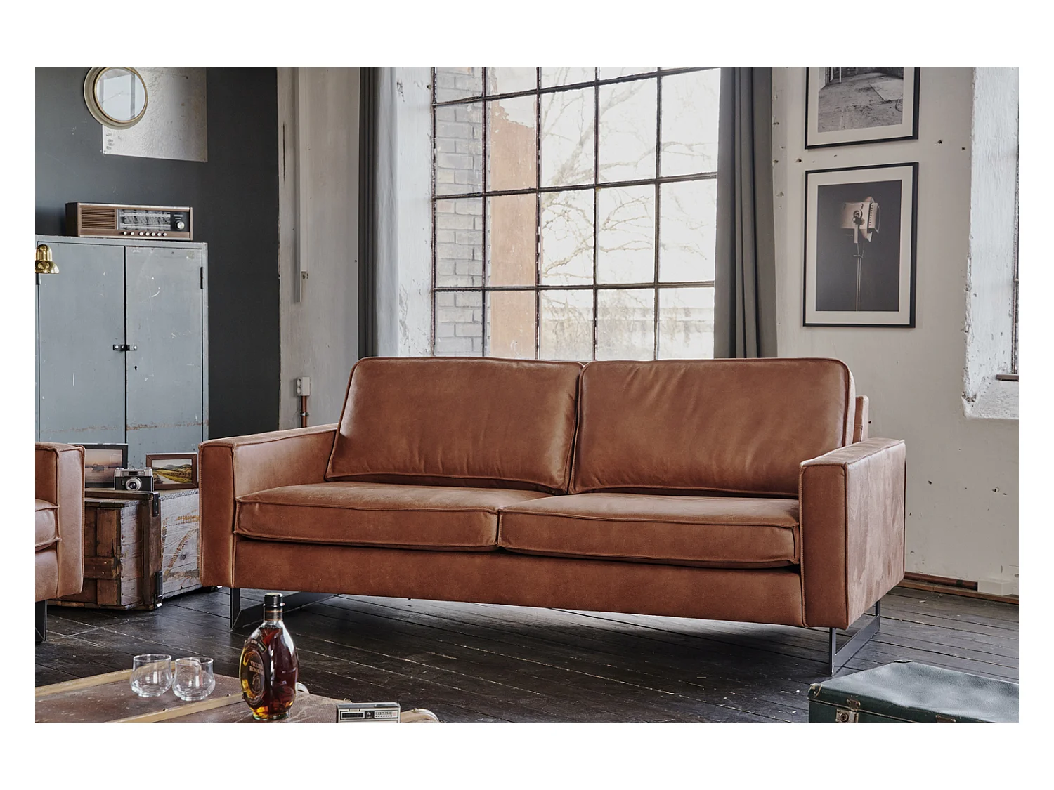 Sofa - Braun Kunstleder - VILNIUS
