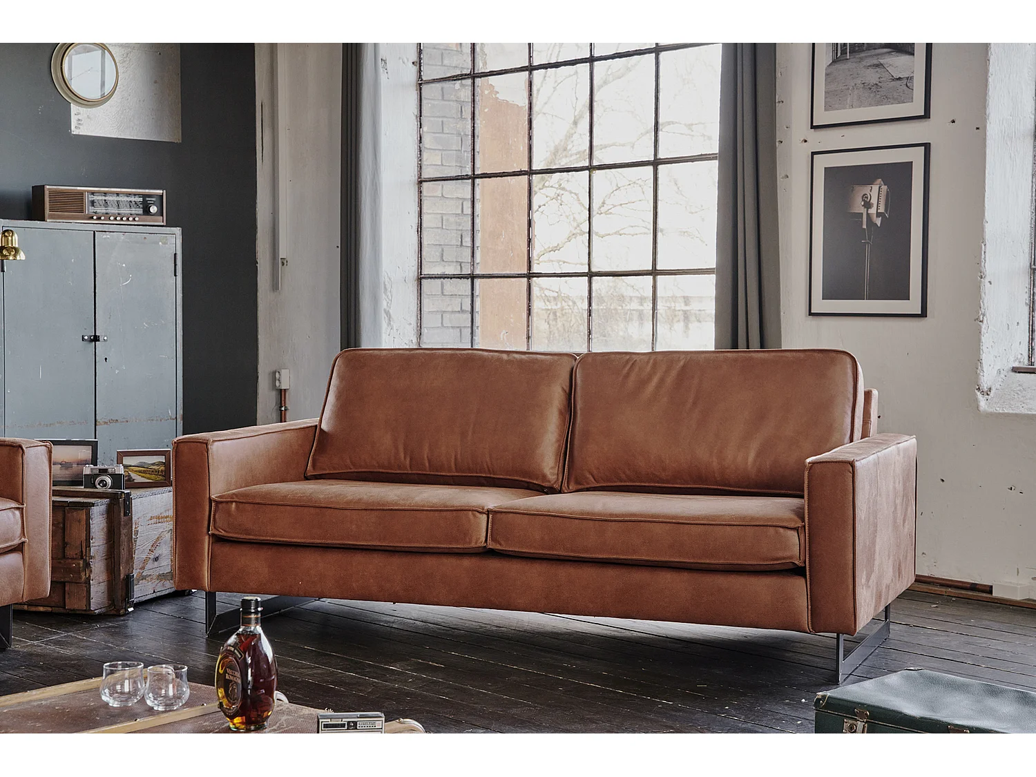 Sofa - Braun Lederfaserstoff - VILNIUS