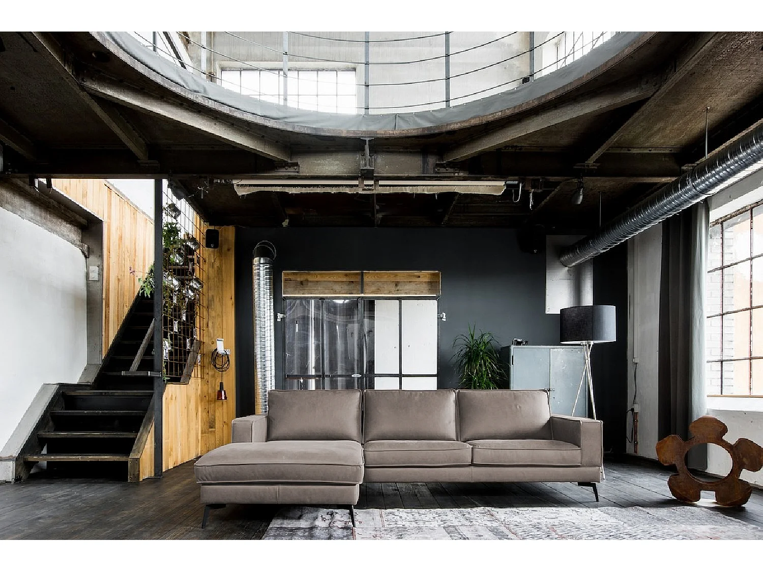 Ecksofa - Hellgrau Leder - BLOOM