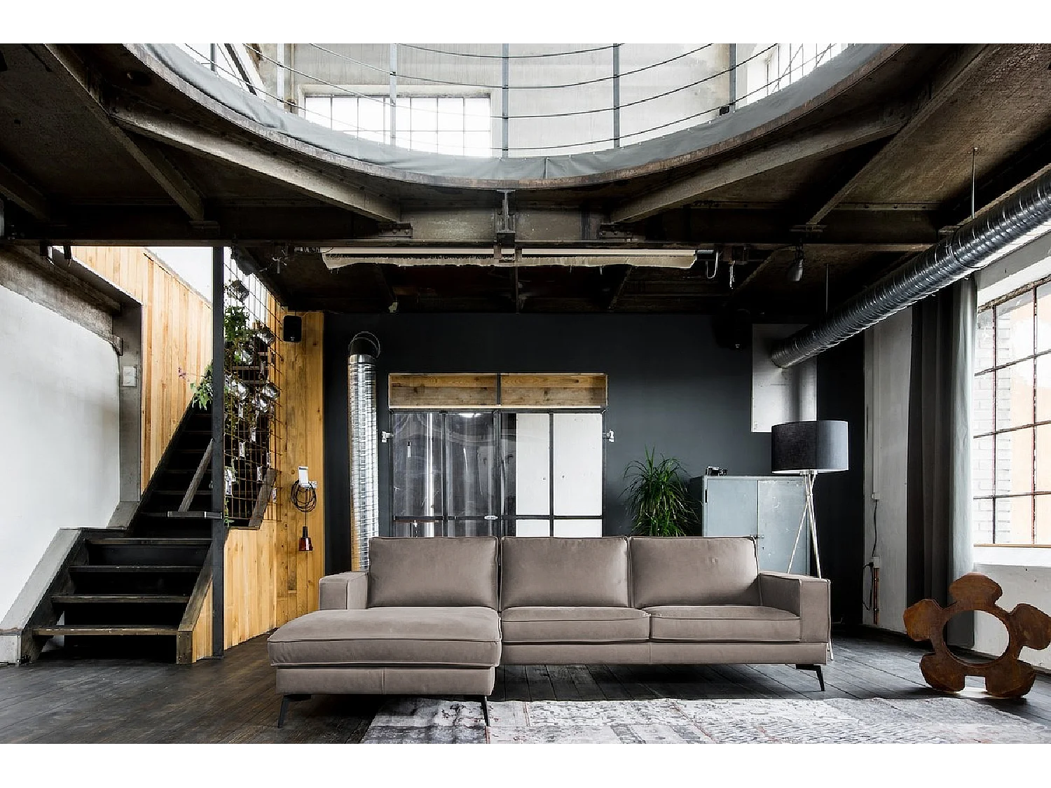 Canapé d'angle - gris clair cuir - BLOOM