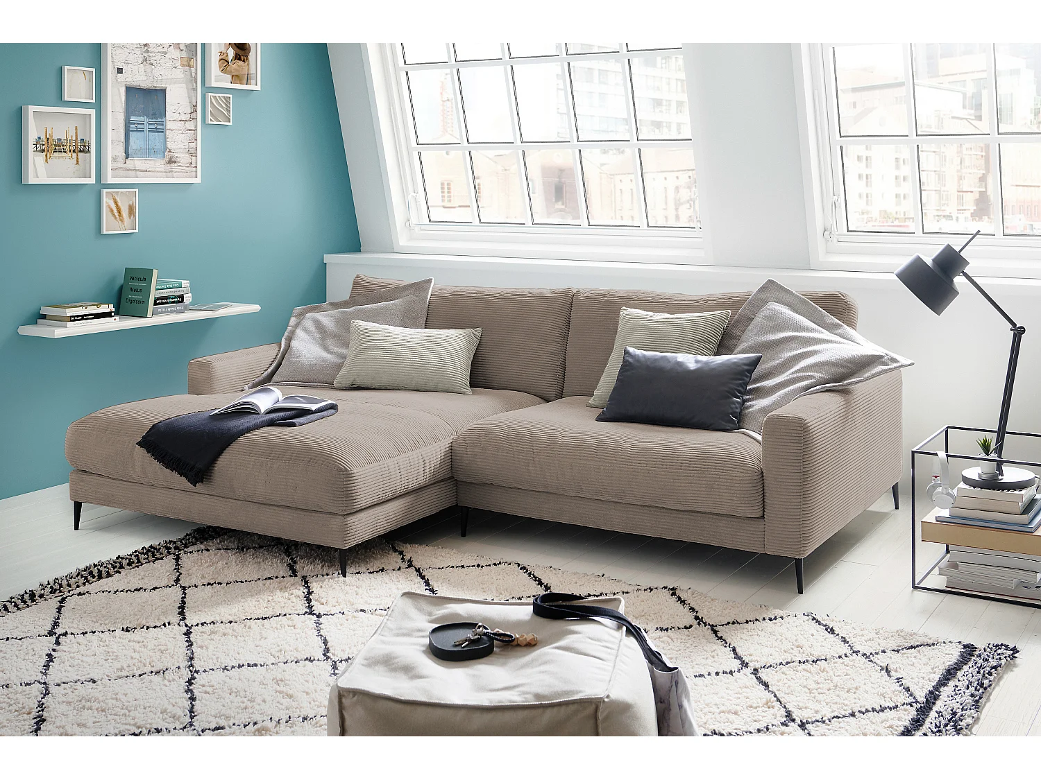 Ecksofa - Taupe Cord - CARA