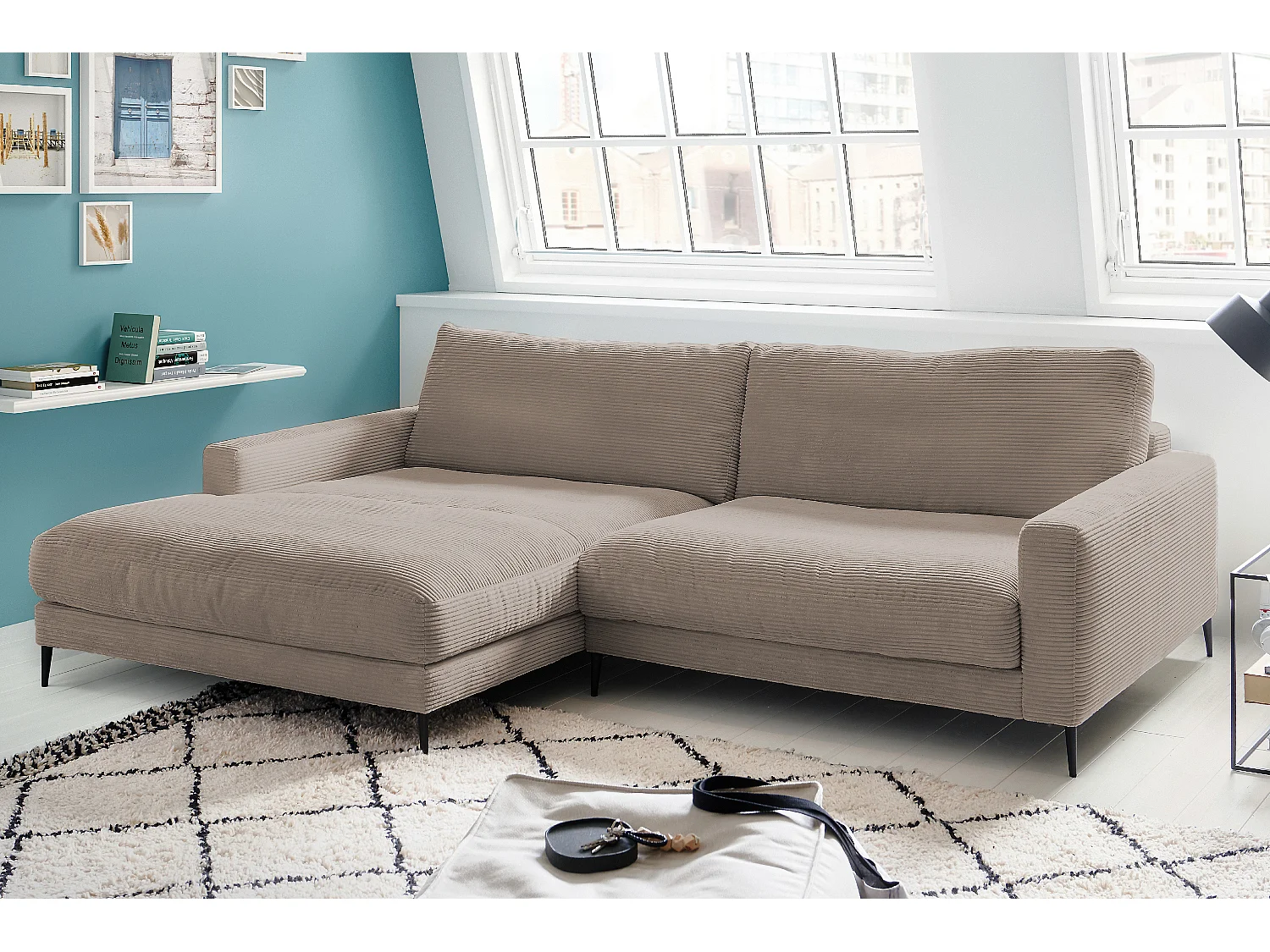 Ecksofa - Taupe Cord - CARA