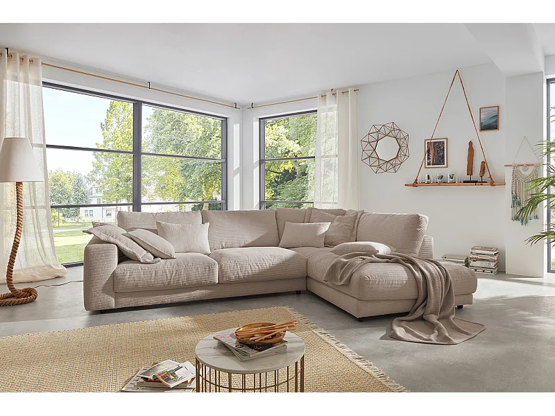 Ecksofa - Taupe Cord - MADELINE