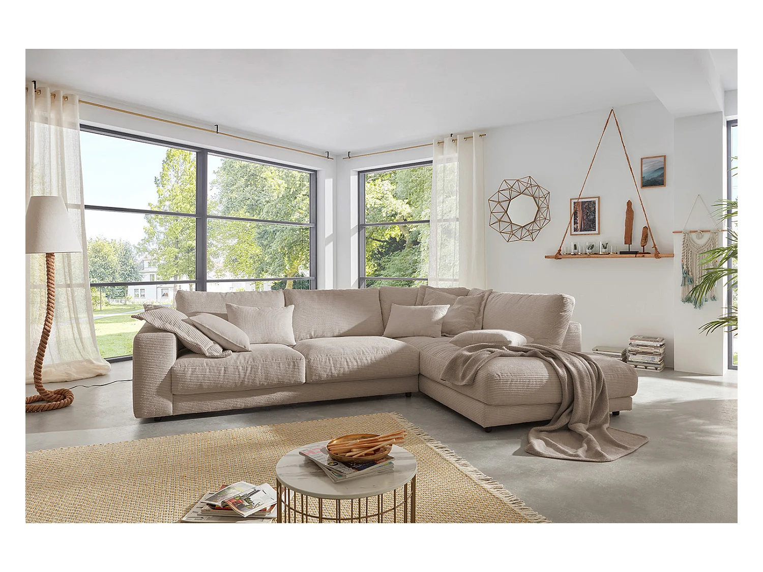 Ecksofa - Taupe Cord - MADELINE