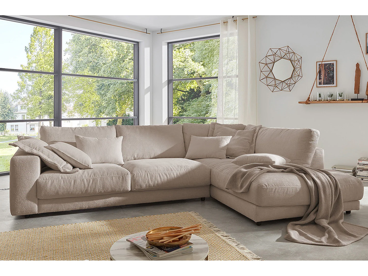 Ecksofa - Taupe Cord - MADELINE