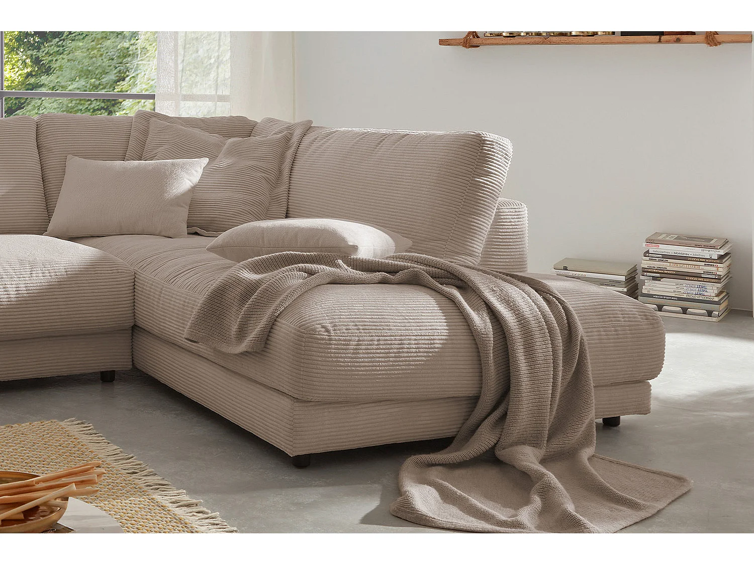 Ecksofa - Taupe Cord - MADELINE