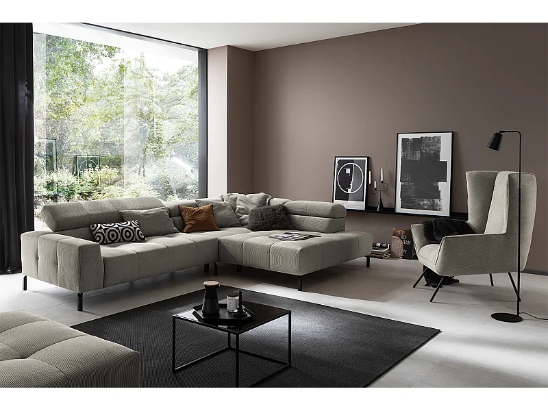 Ecksofa - Grau Cord - OHIO