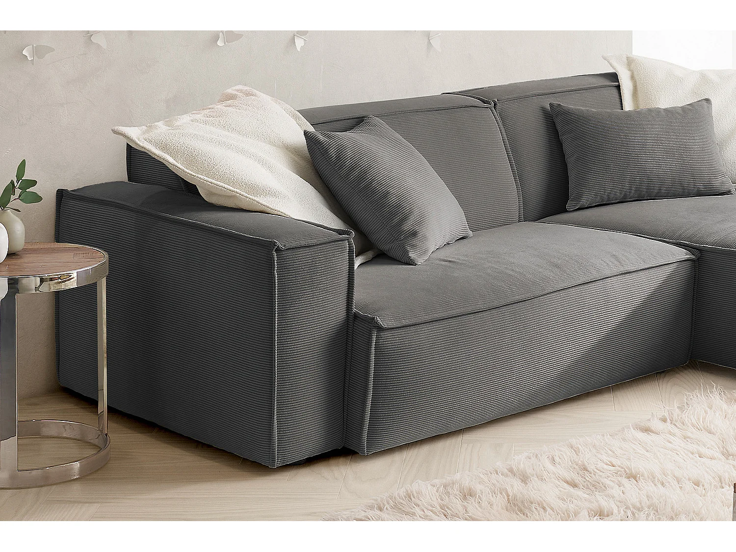 Ecksofa - Anthrazit Cord - SAMU