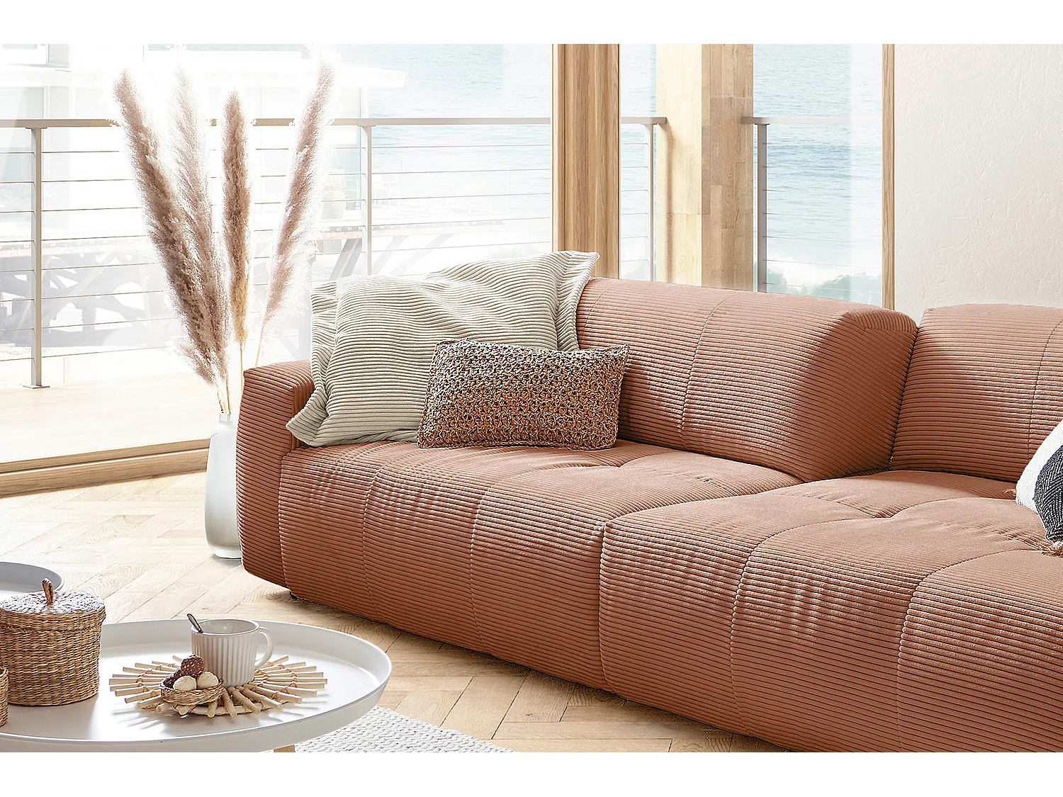 Canapé - brun rougeâtre Velours côtelé - PALACE