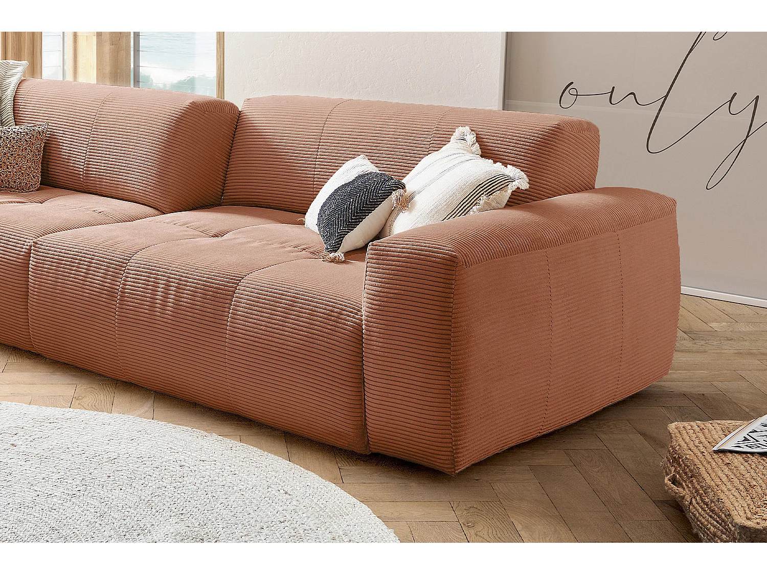 Canapé - brun rougeâtre Velours côtelé - PALACE