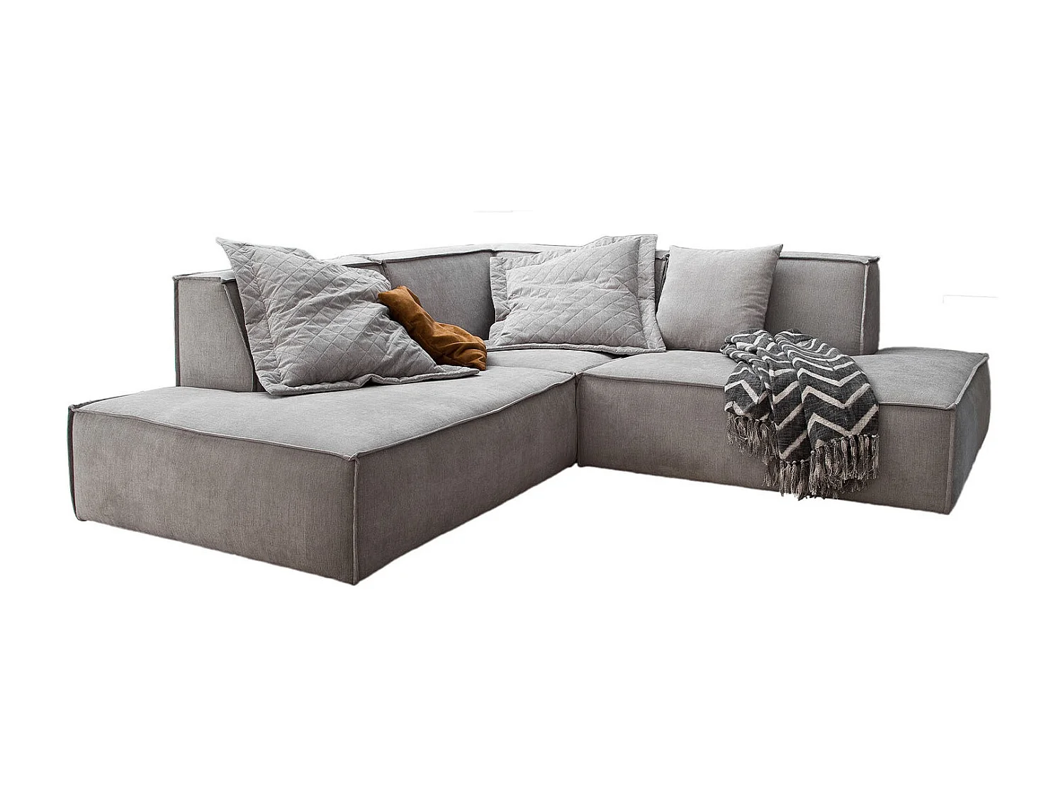 Ecksofa - Silber Webstoff - SAMU