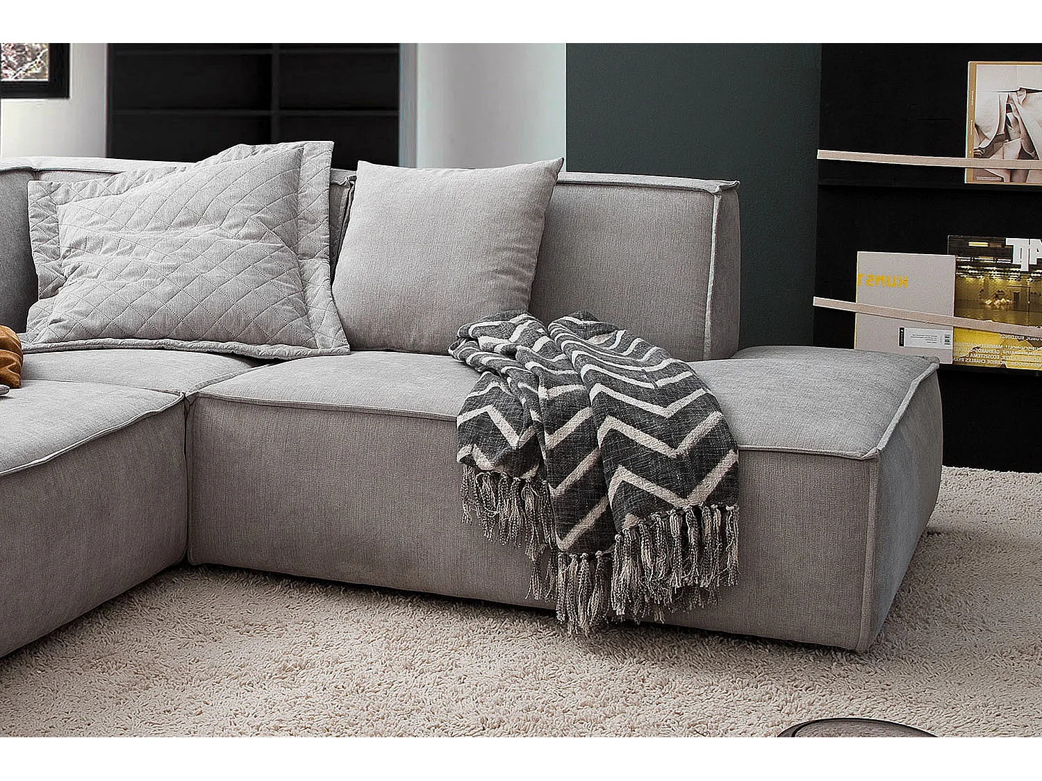 Hoekbank - Zilver Geweven stof - SAMU