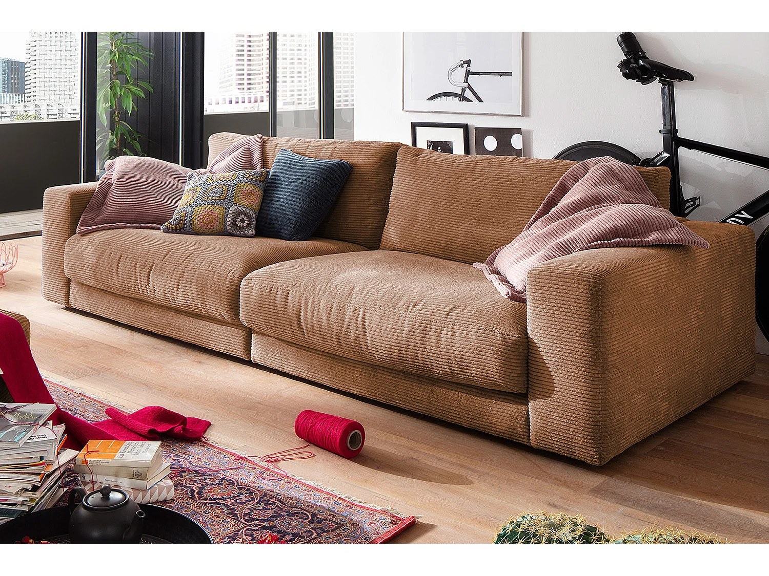 Canapé - marron Velours côtelé - MADELINE