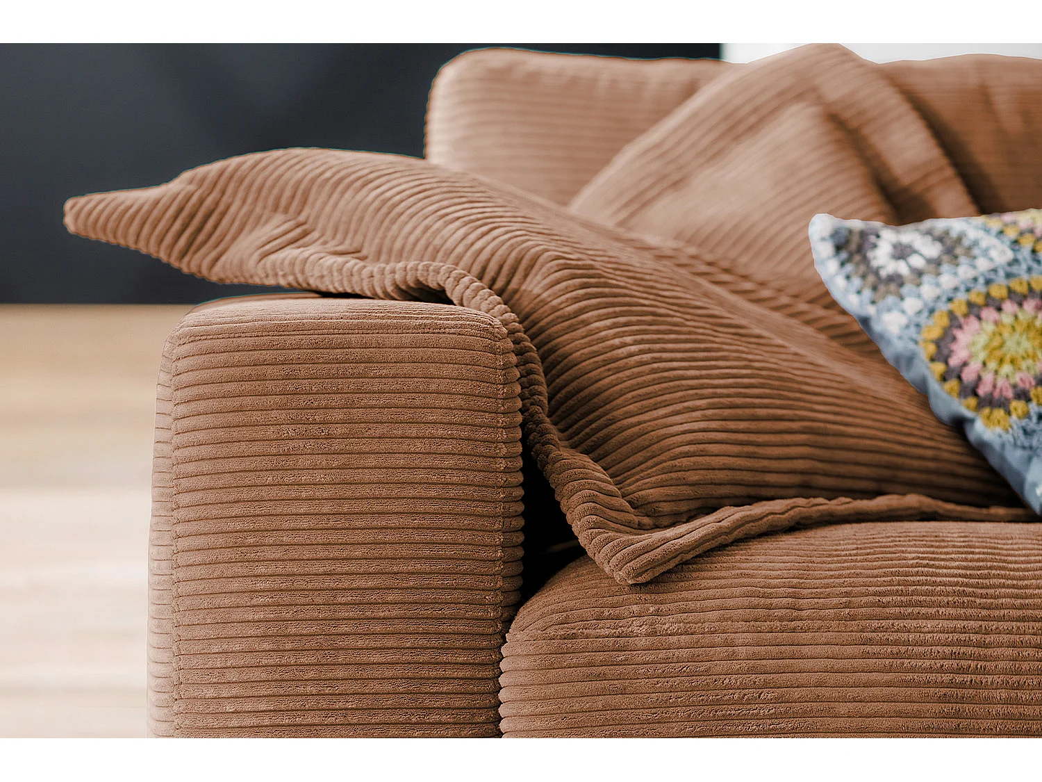 Canapé - marron Velours côtelé - MADELINE