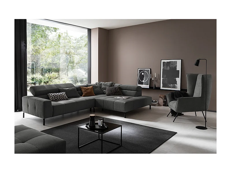 Ecksofa - Anthrazit Cord - OHIO