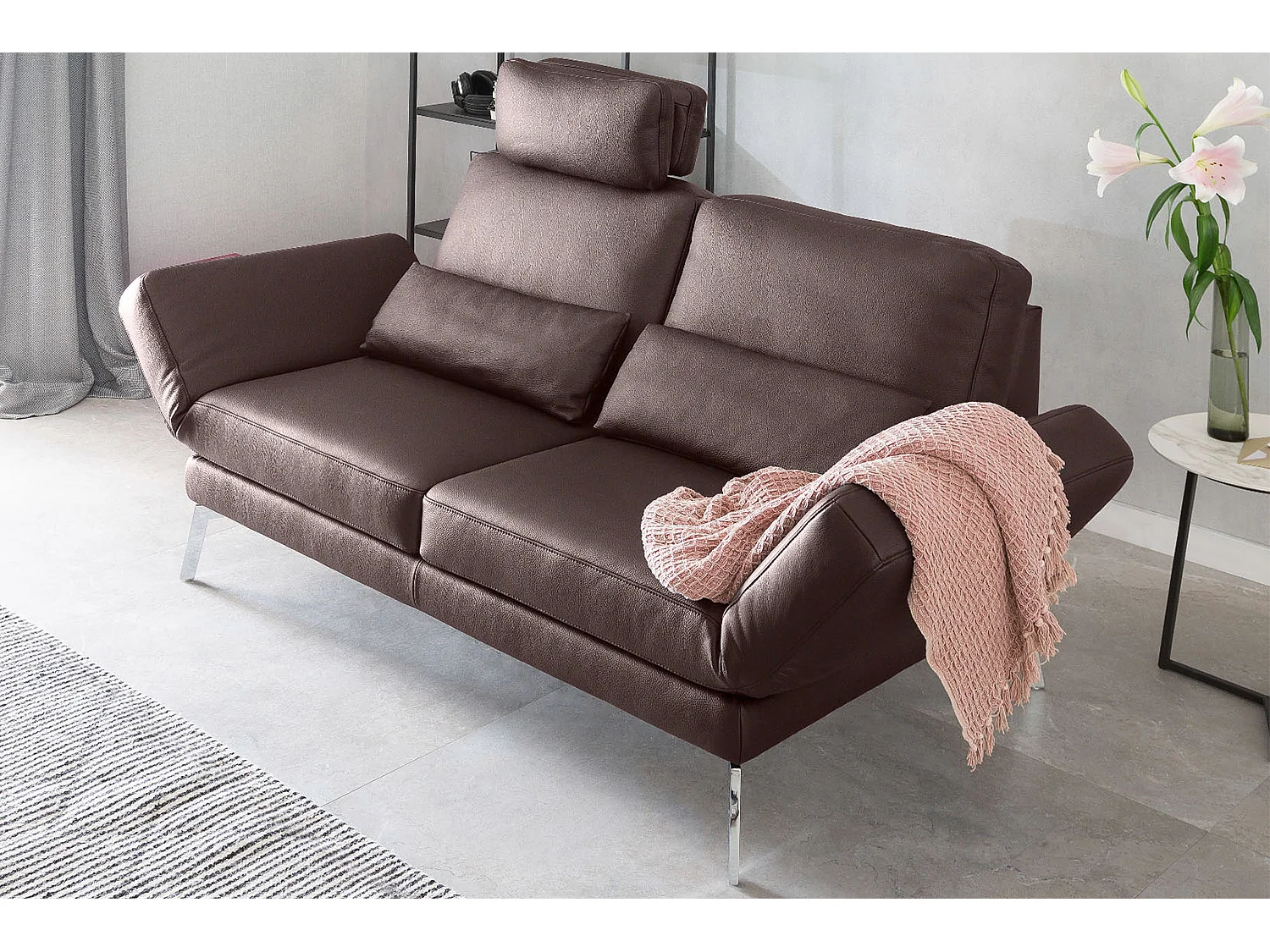Sofa - Braun Leder - HURRICANE