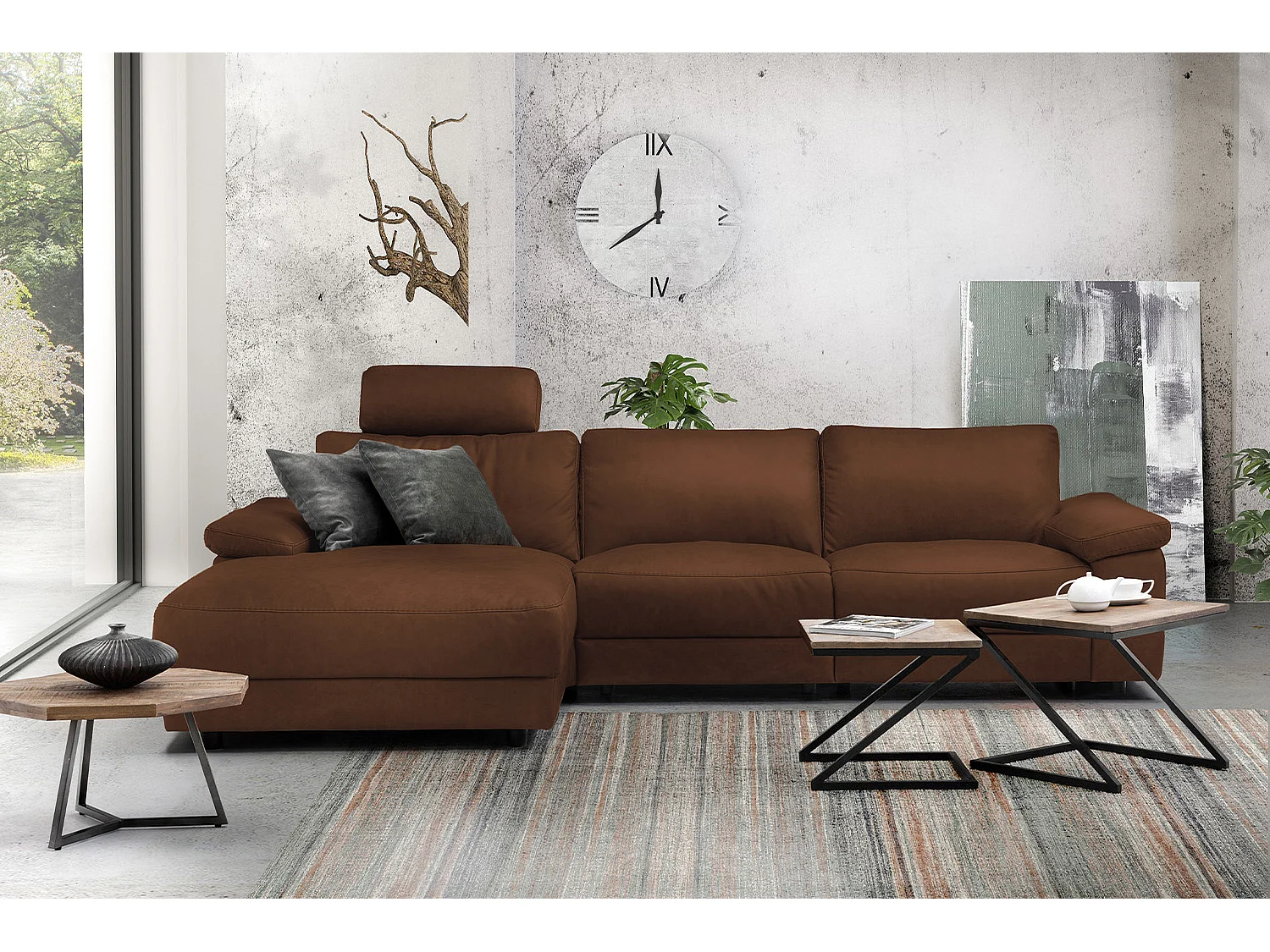 Ecksofa - Braun Leder - LOLA