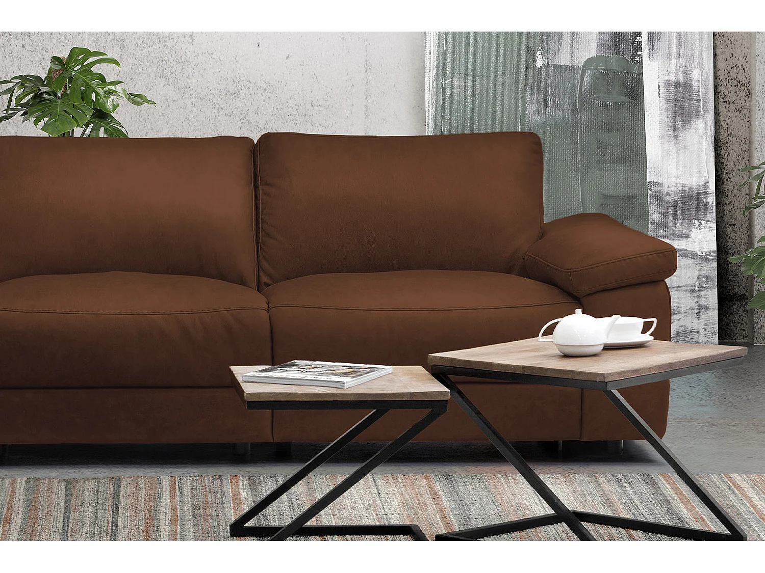Ecksofa - Braun Leder - LOLA