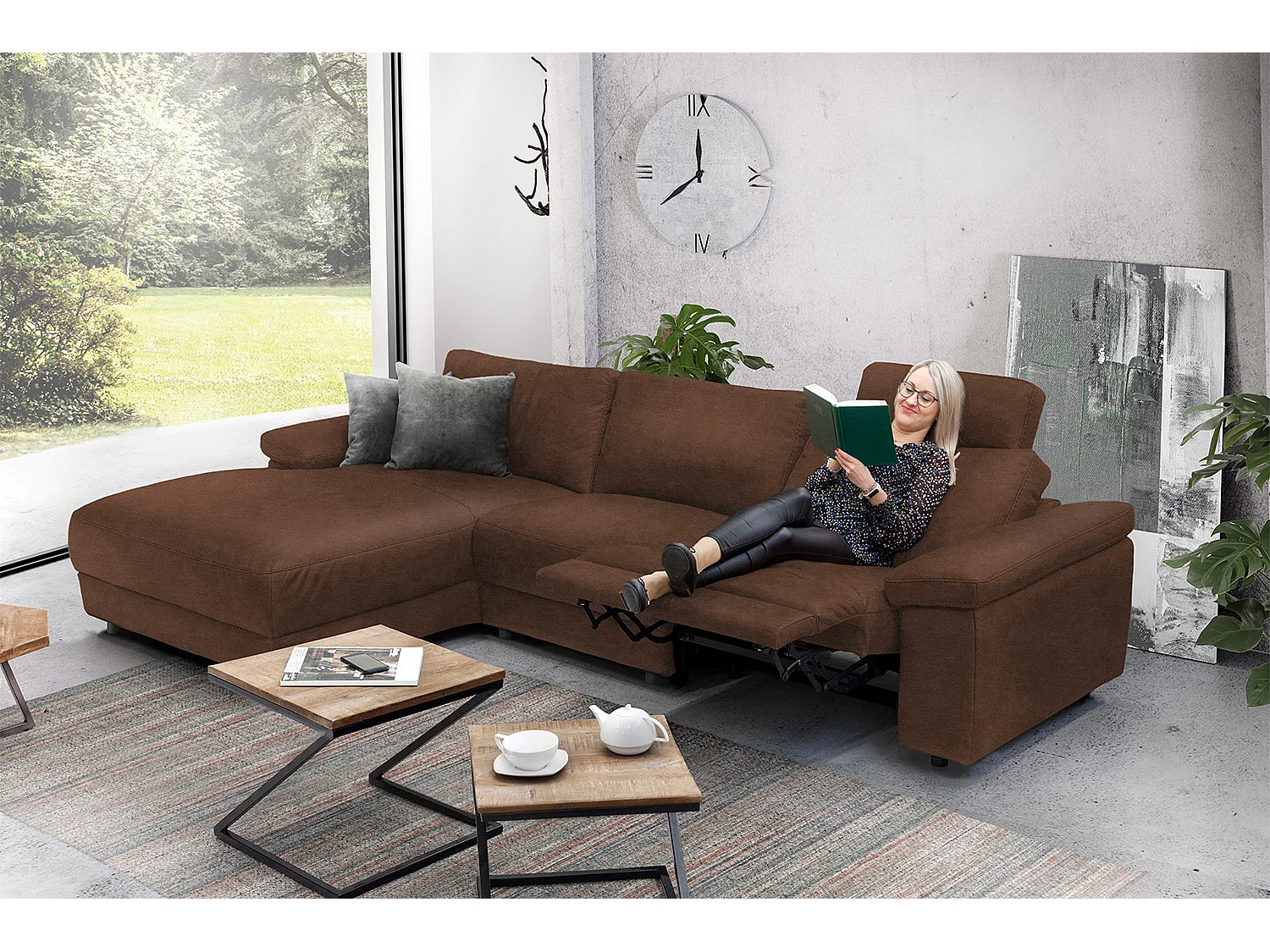 Ecksofa - Braun Leder - LOLA