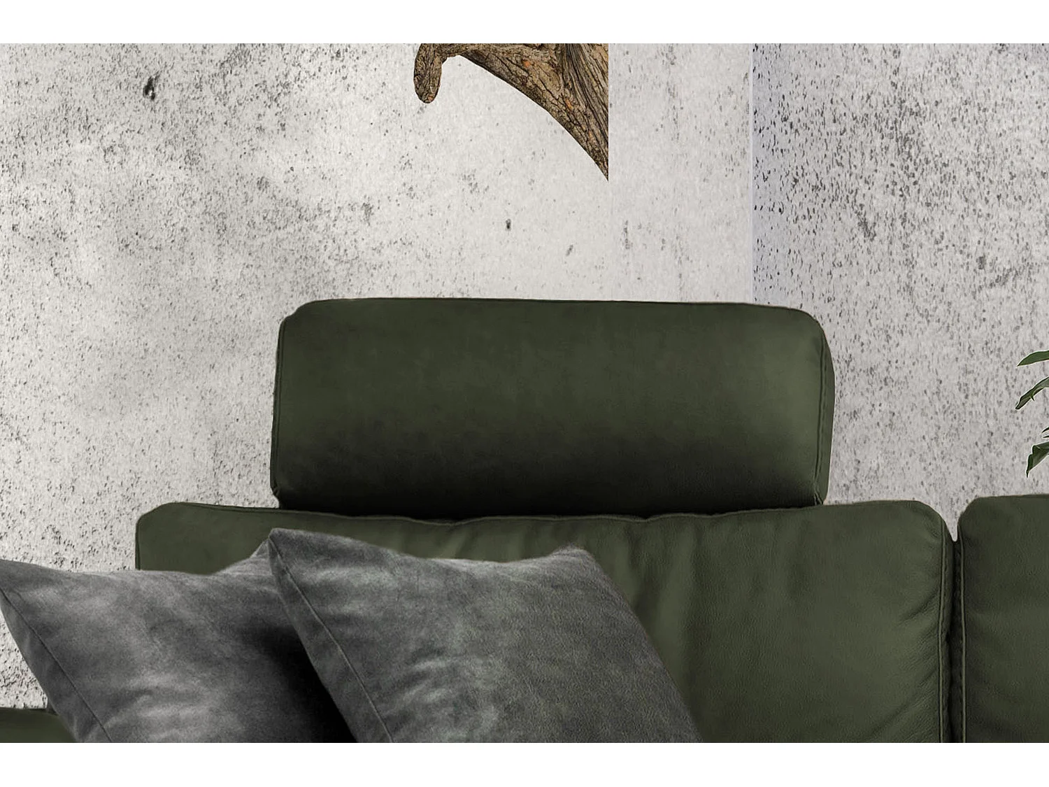 Ecksofa - Dunkelgrün Leder - LOLA