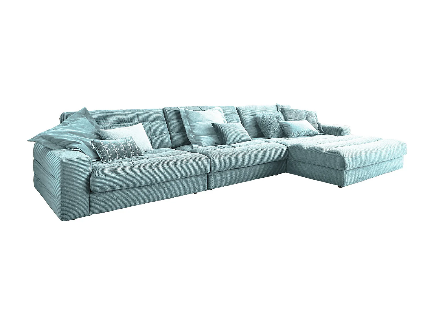 Ecksofa - Hellblau Cord - LANA