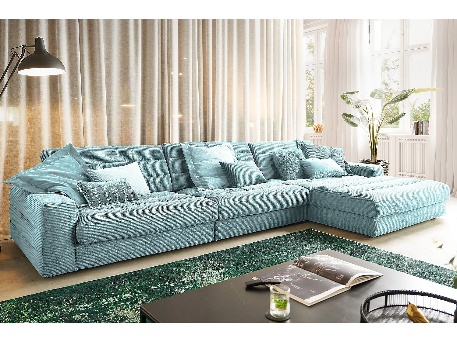 Ecksofa - Hellblau Cord - LANA