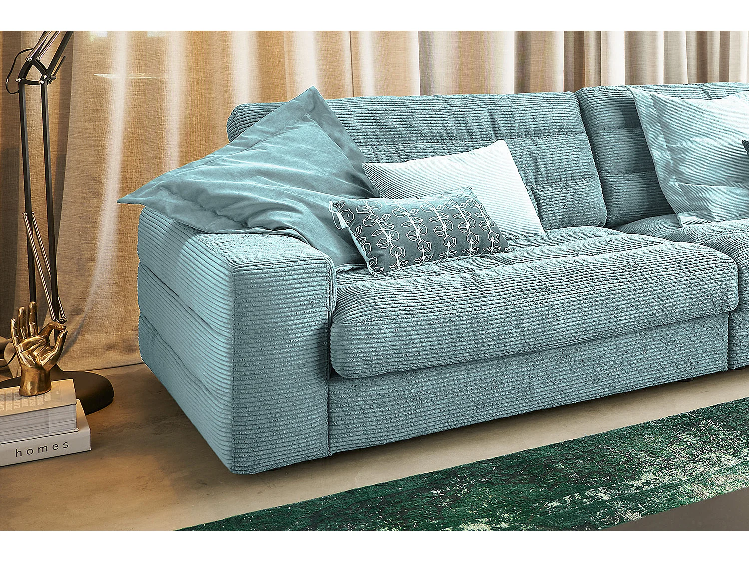 Ecksofa - Hellblau Cord - LANA