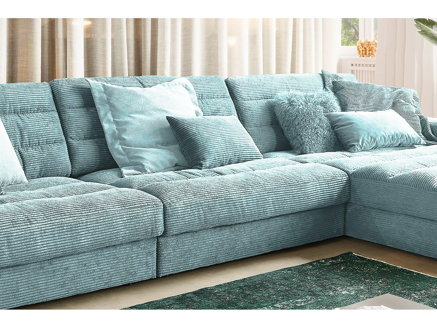 Ecksofa - Hellblau Cord - LANA