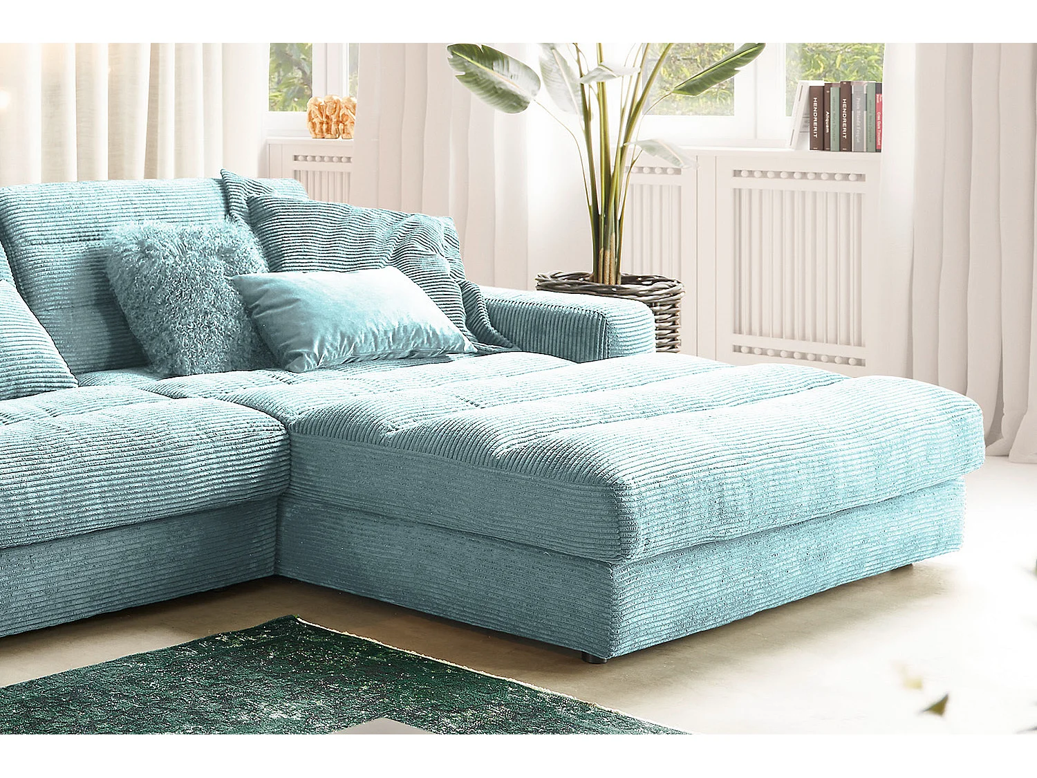 Ecksofa - Hellblau Cord - LANA