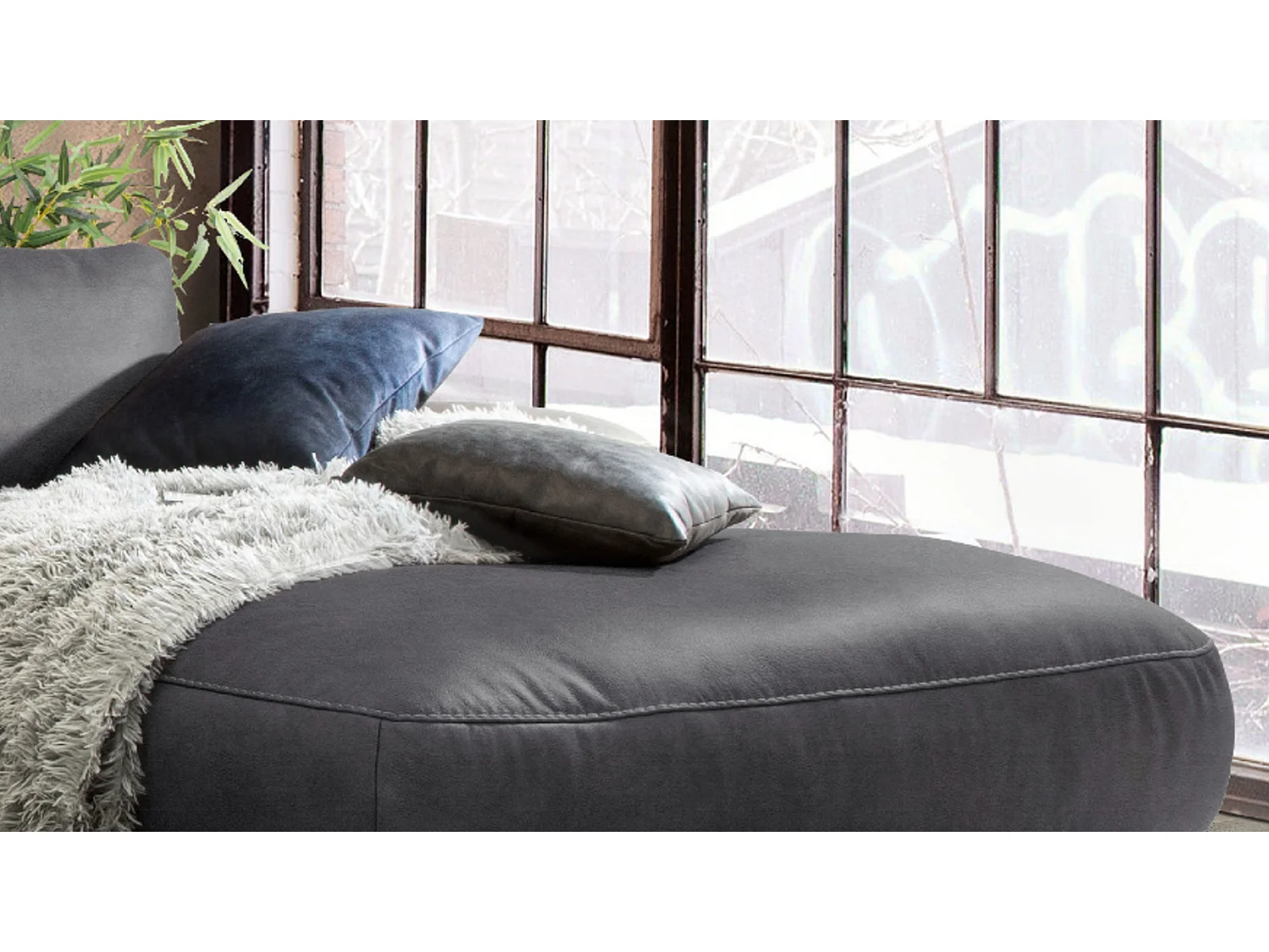 Ecksofa - Schwarz Webstoff - LOLA