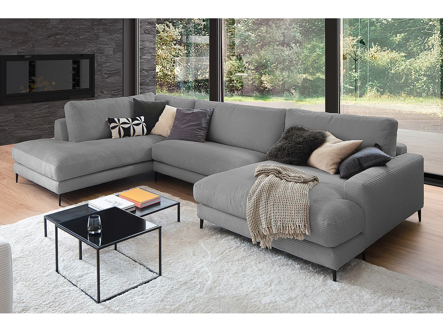 Canapé - Gris Velours côtelé - CARA