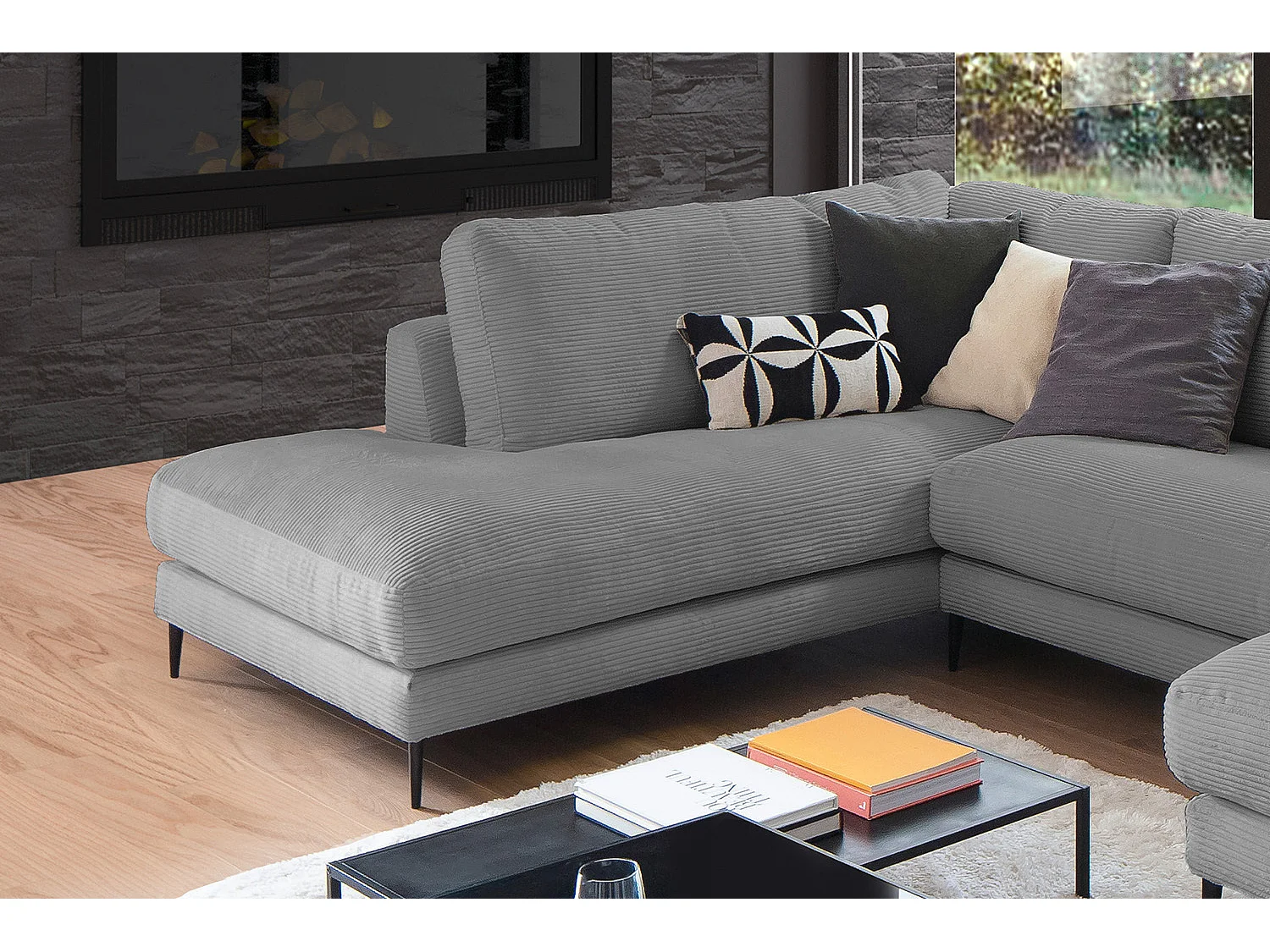 Canapé - Gris Velours côtelé - CARA