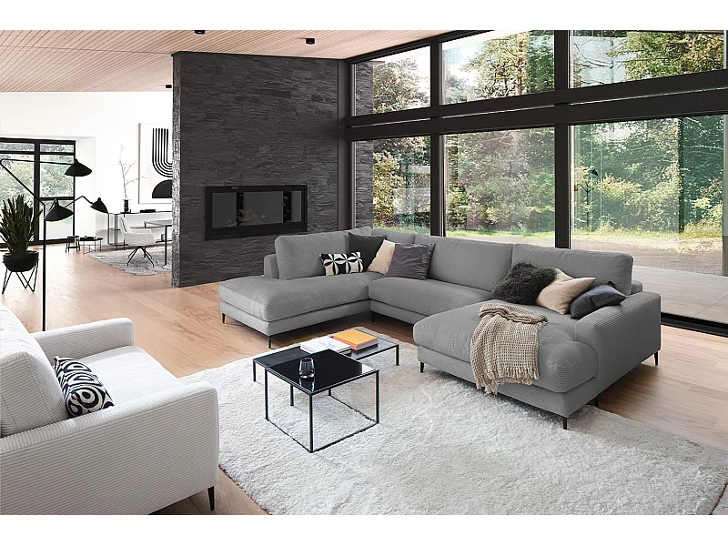 Wohnlandschaft - Grau Cord - CARA