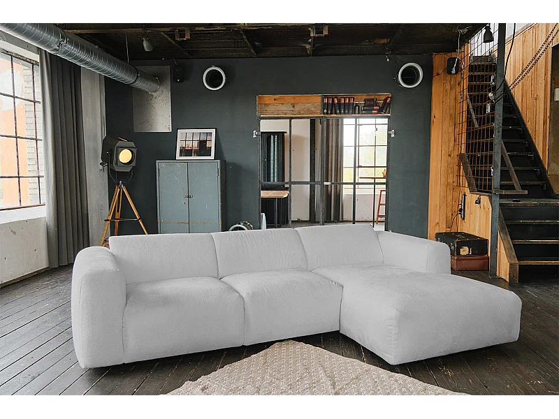 Ecksofa - Silber Webstoff - VALAR