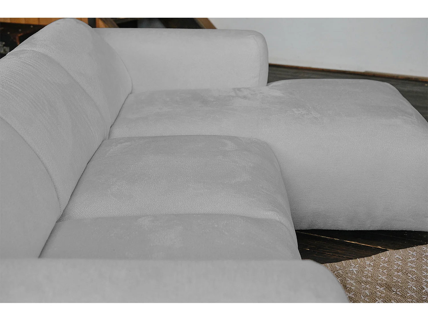 Ecksofa - Silber Webstoff - VALAR