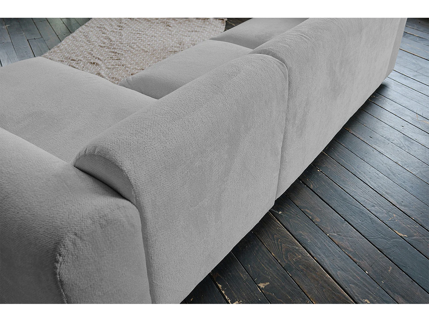 Ecksofa - Silber Webstoff - VALAR