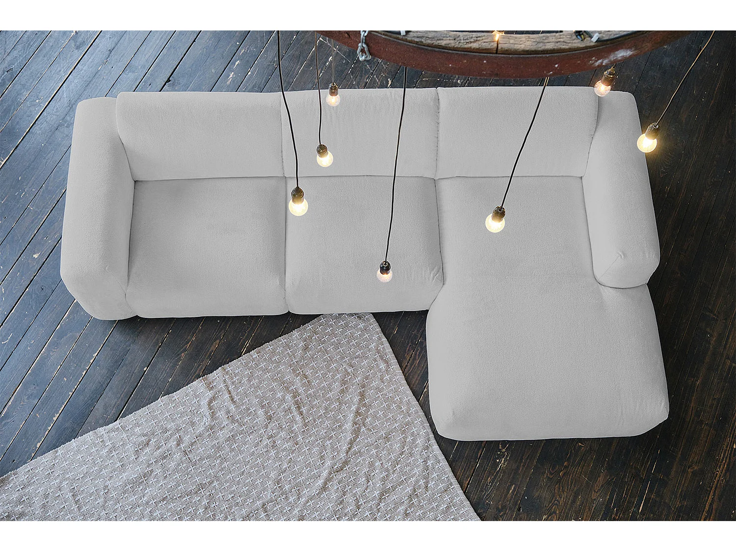 Ecksofa - Silber Webstoff - VALAR