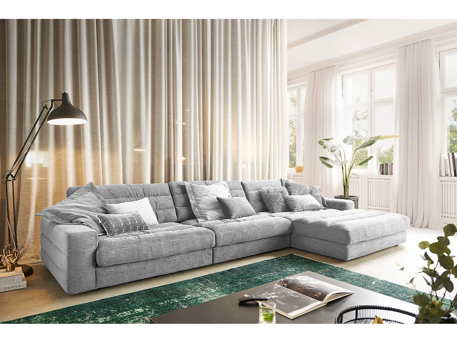 Ecksofa - Hellgrau Cord - LANA