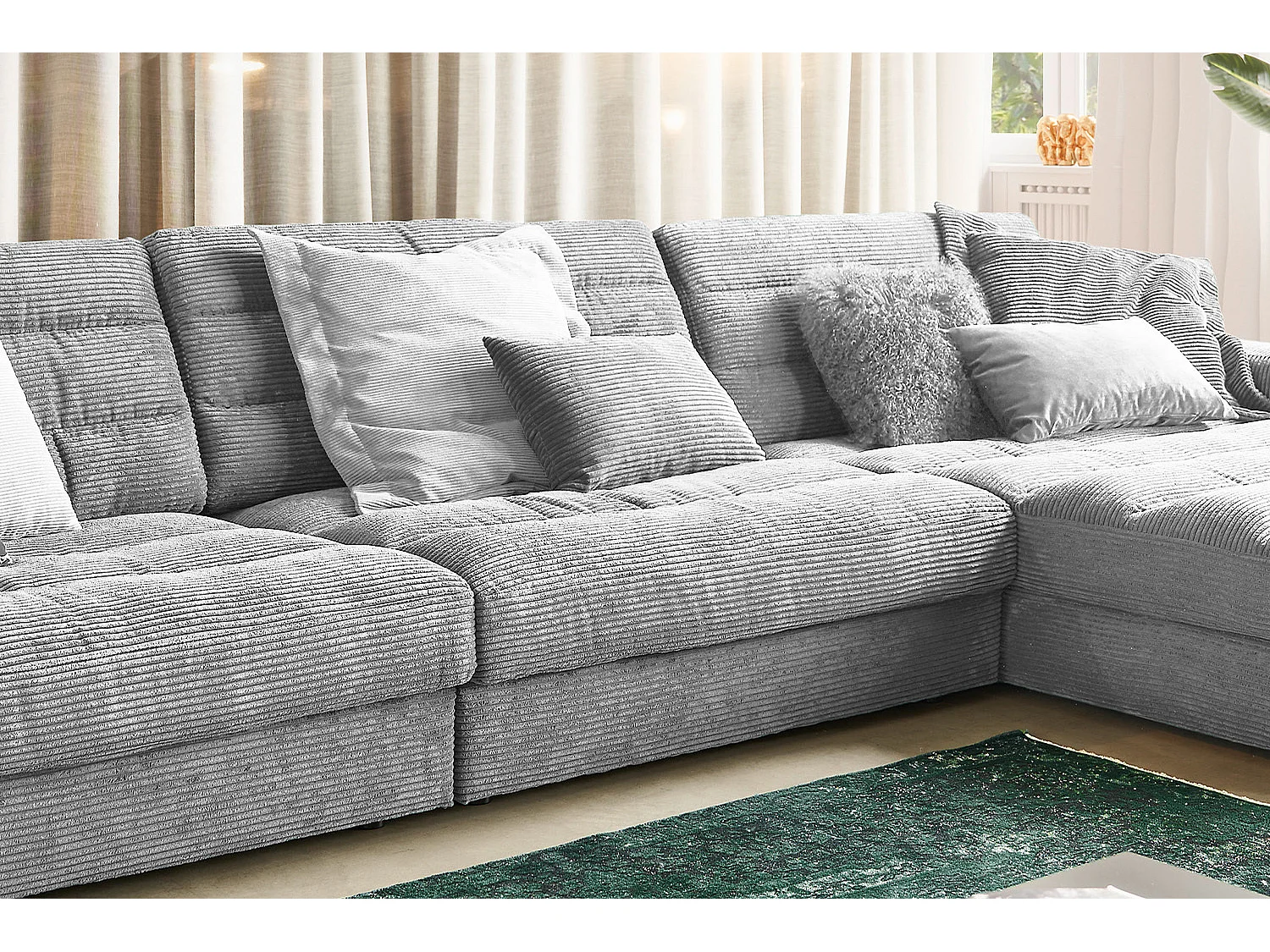 Ecksofa - Hellgrau Cord - LANA