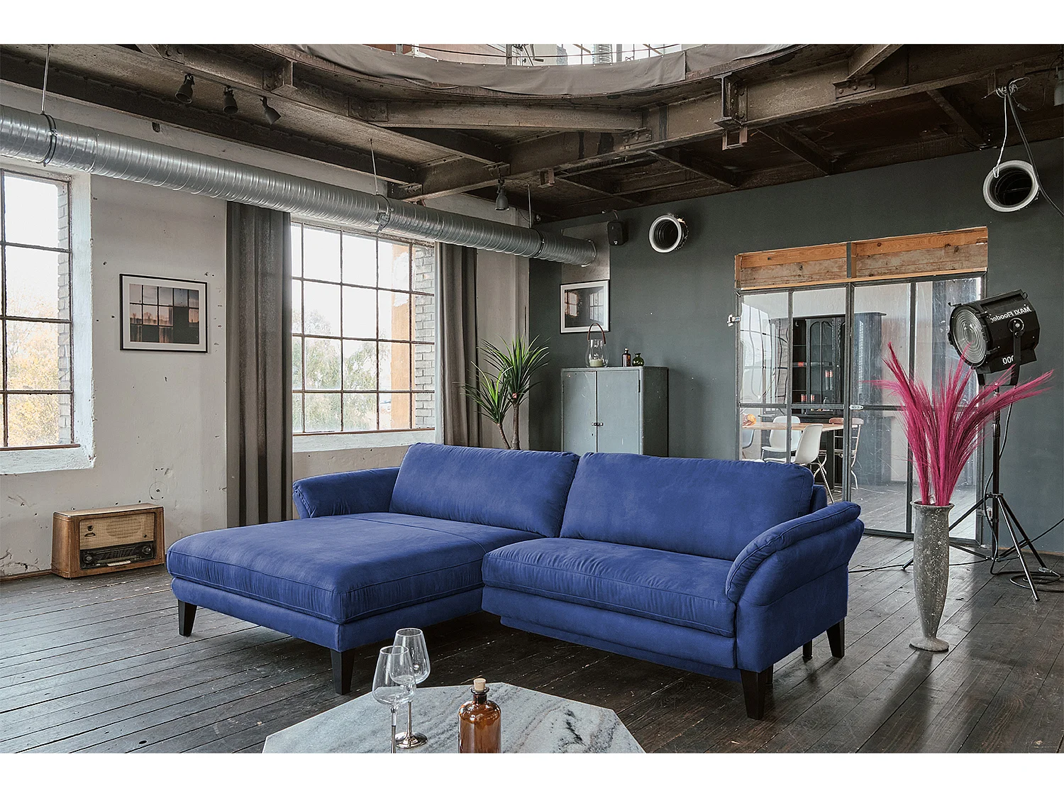 Canapé - Bleu tissu tissé - MALTA